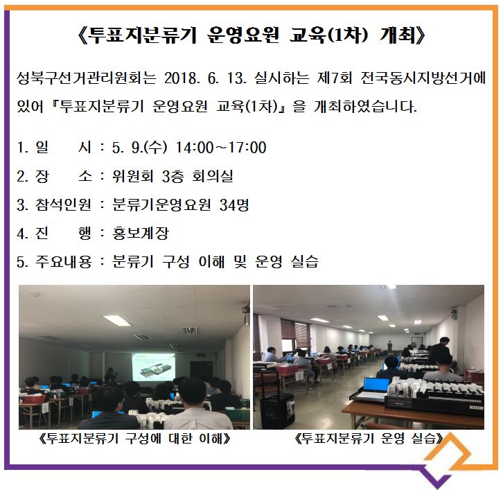 투표지분류기 운영요원 교육(1차) 개최