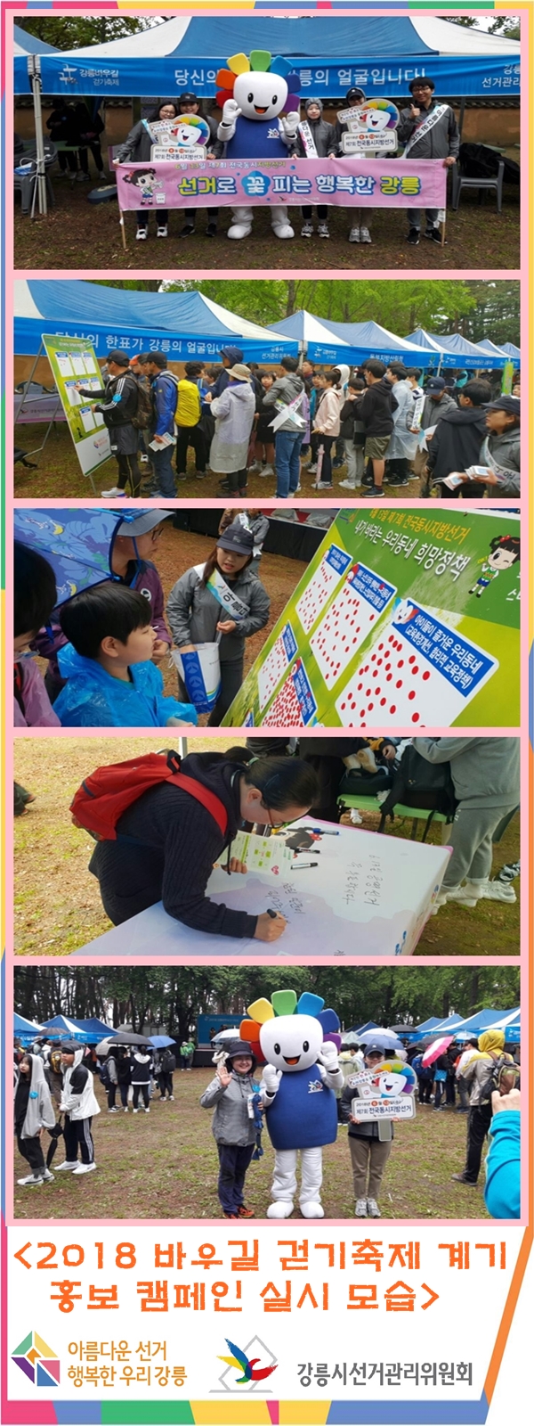 바우길 걷기 축제 계기 5.12(토) 8시30분부터 10시까지 공명선거 캠페인실시