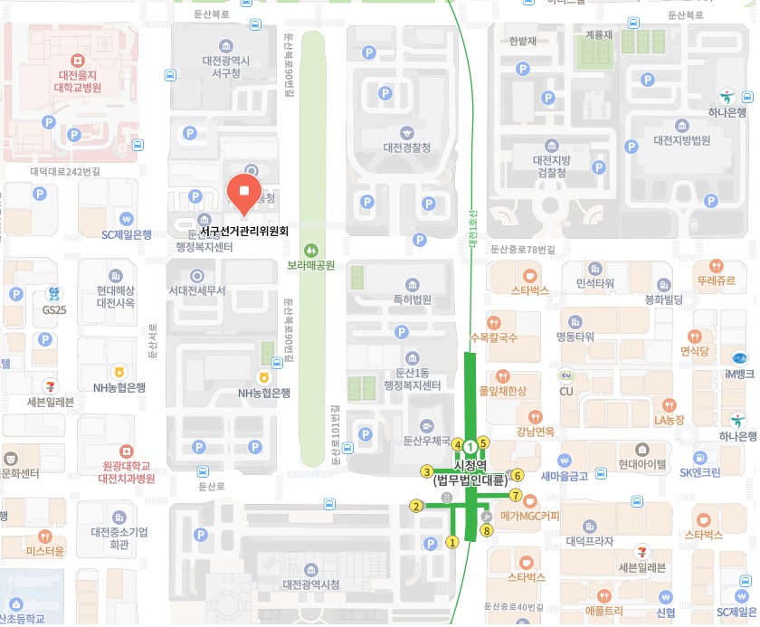 서구선거관리위원회 약도 - 자세한 위치는 아래의 내용을 참고하세요.